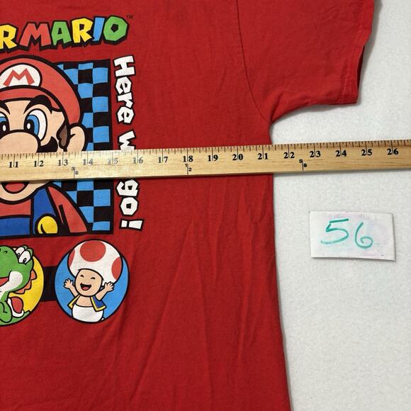 Nintendo Super Mario Men’s Large Graphics T Shirt Red Short Sleeve Here We Go - Picture 7 of 11